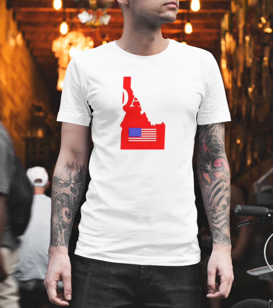 Don’t California My Idaho Red State Outline With American Flag T-Shirt