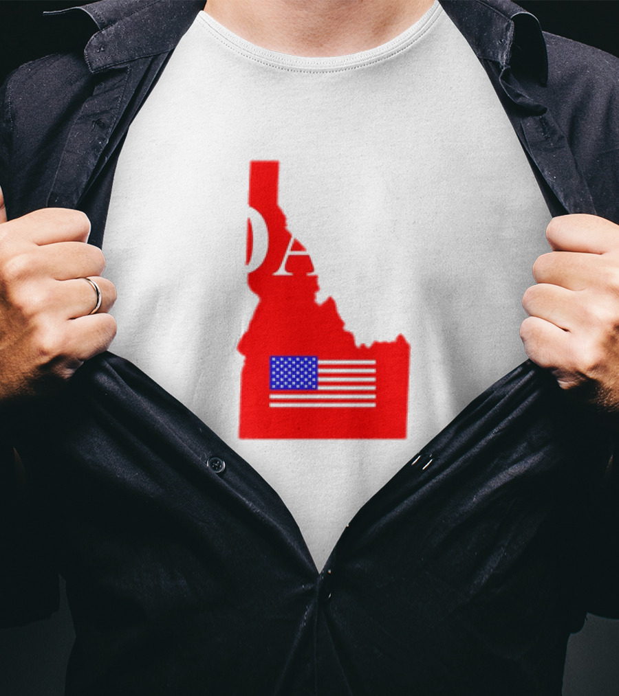 Don’t California My Idaho Red State Outline With American Flag T-Shirt