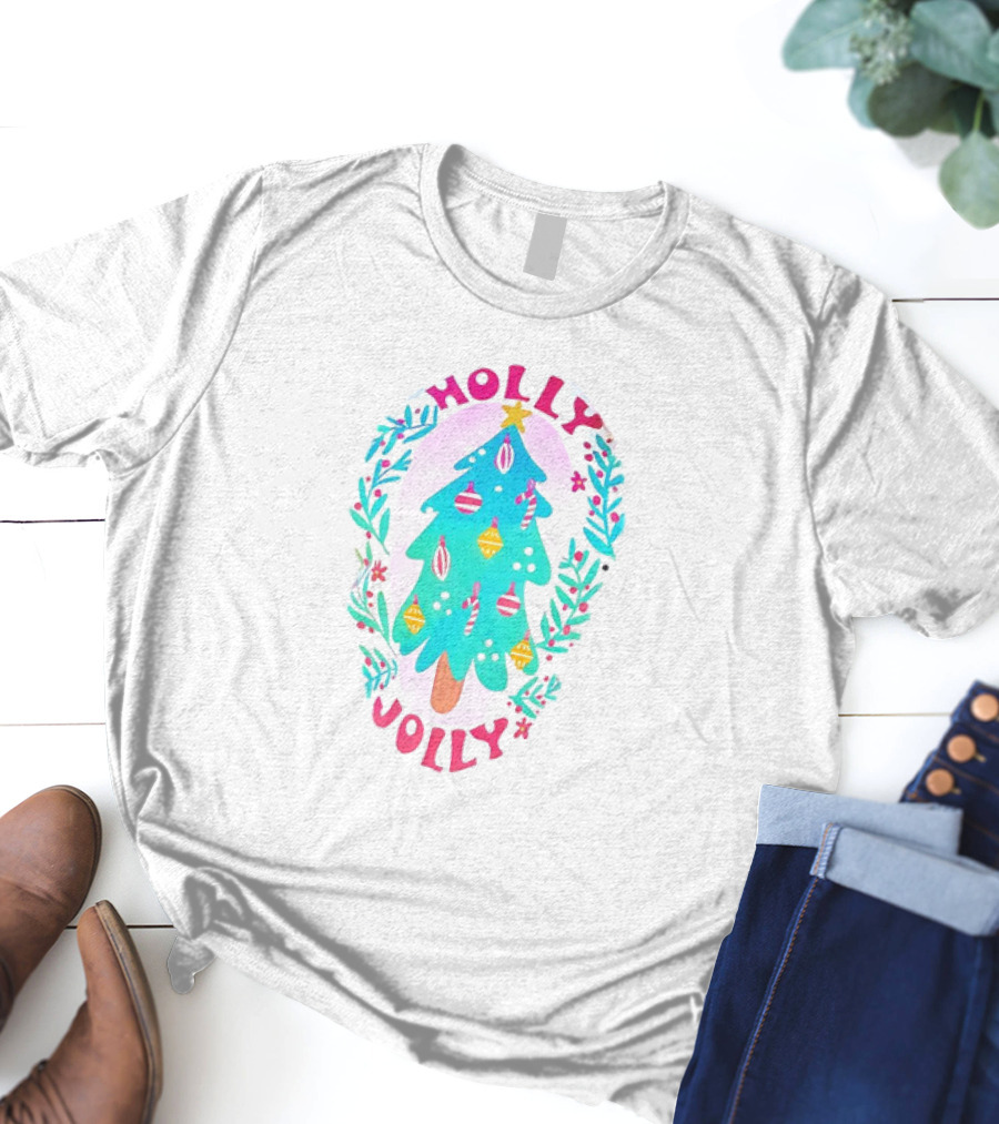 Holly Jolly Christmas Tree With Ornaments And Foliage T-Shirt