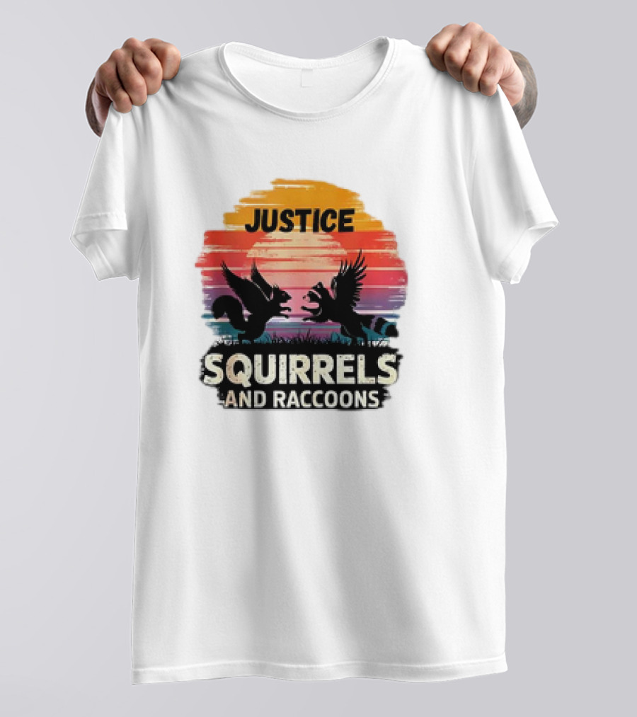 Justice For Peanut The Squirrel And Fred The Raccoon Retro Sunset T-Shirt
