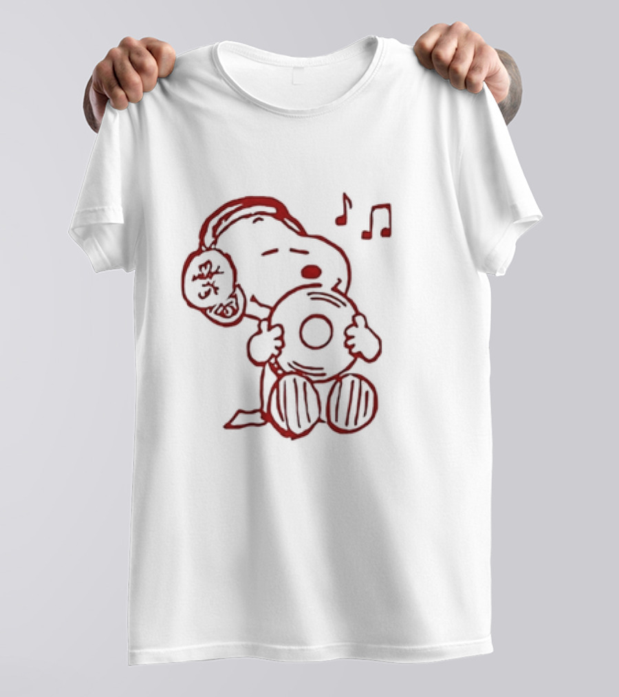 Snoopy Listening To Music With Headphones And Record T-Shirt