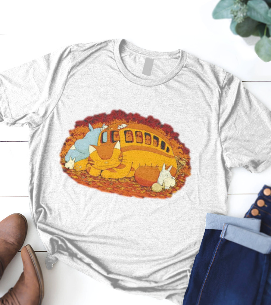 Totoro Forest Spirits Napping With Catbus T-Shirt