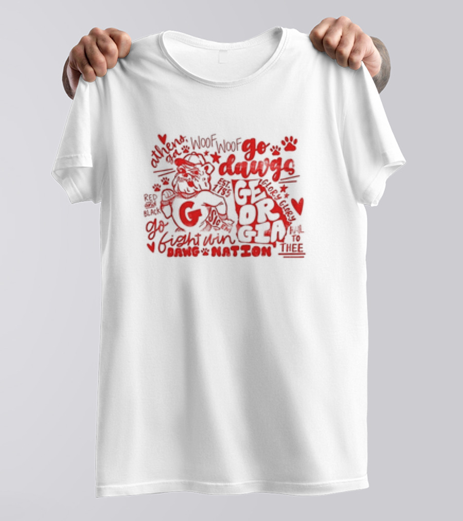 Go Dawgs Georgia Athens Fight Win Dawg Nation Fall To Thee Woof Woof T-Shirt