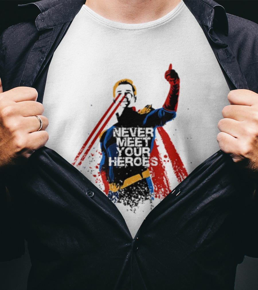 Never Meet Your Heroes Meme Laser Vision Superhero Approval Concept T-Shirt