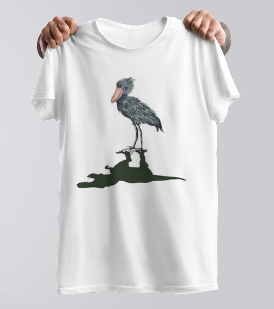 Shoebill Stork With Dinosaur Shadow Meme T-Shirt