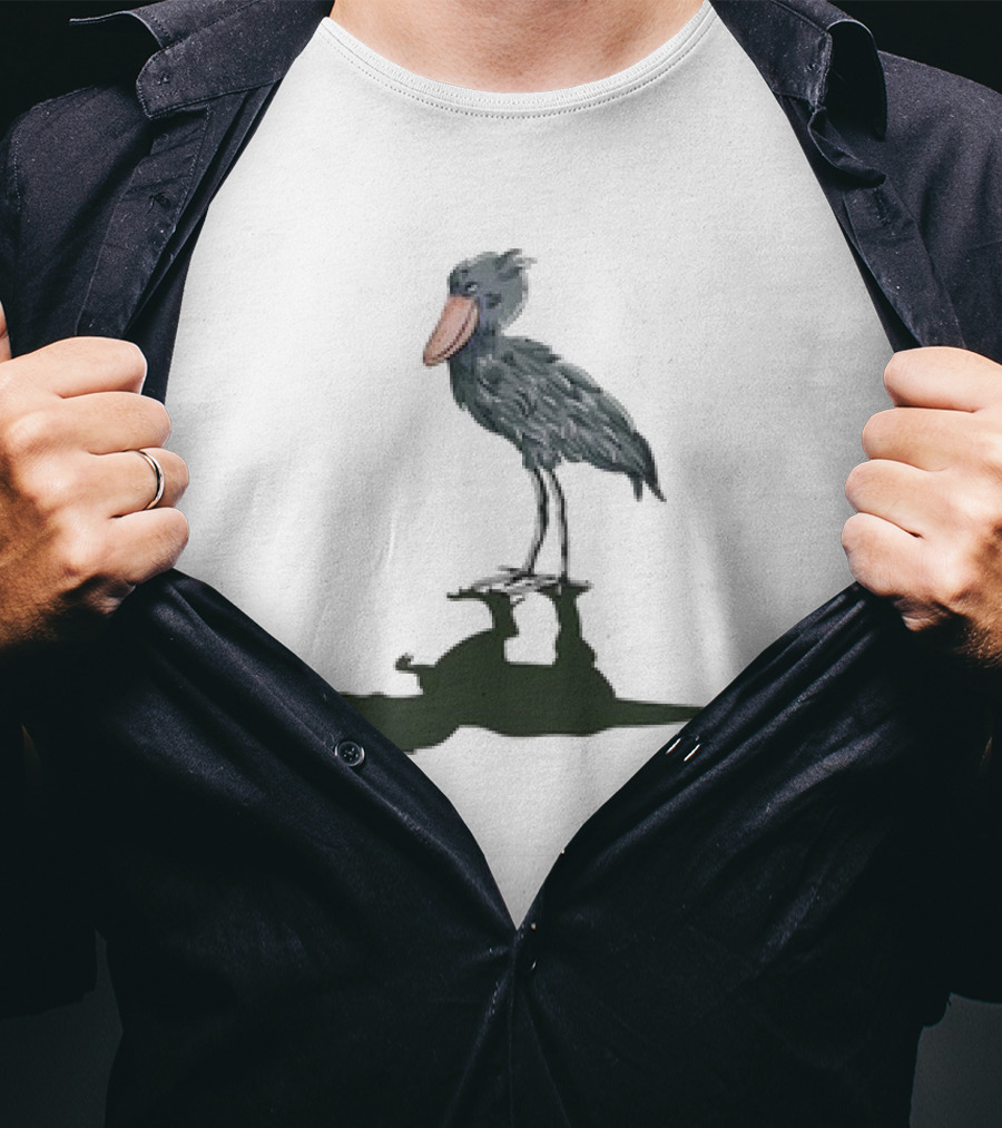 Shoebill Stork With Dinosaur Shadow Meme T-Shirt