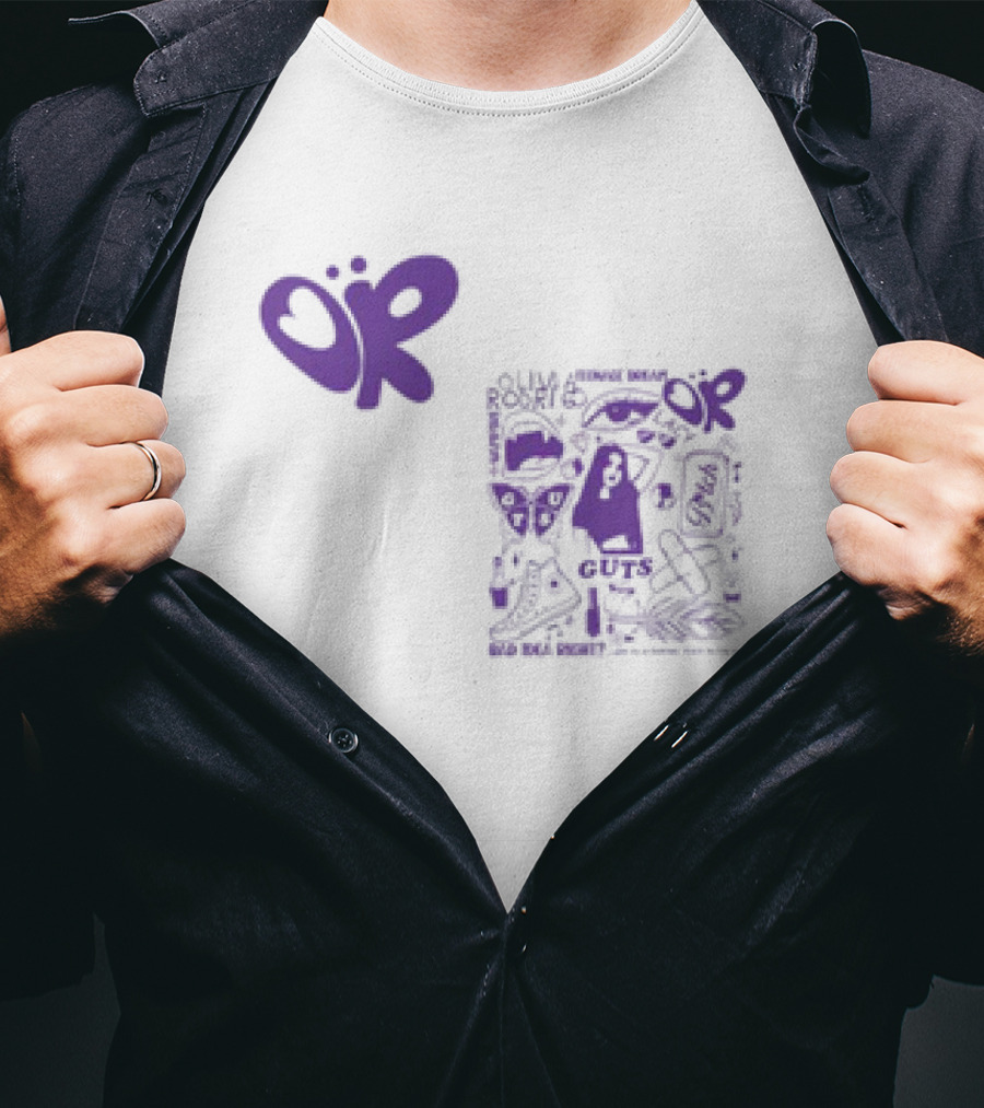 Olivia Rodrigo OR Guts Teenage Dream Sour Real Power Image Bomb Rib Cage Map Butterfly T-Shirt