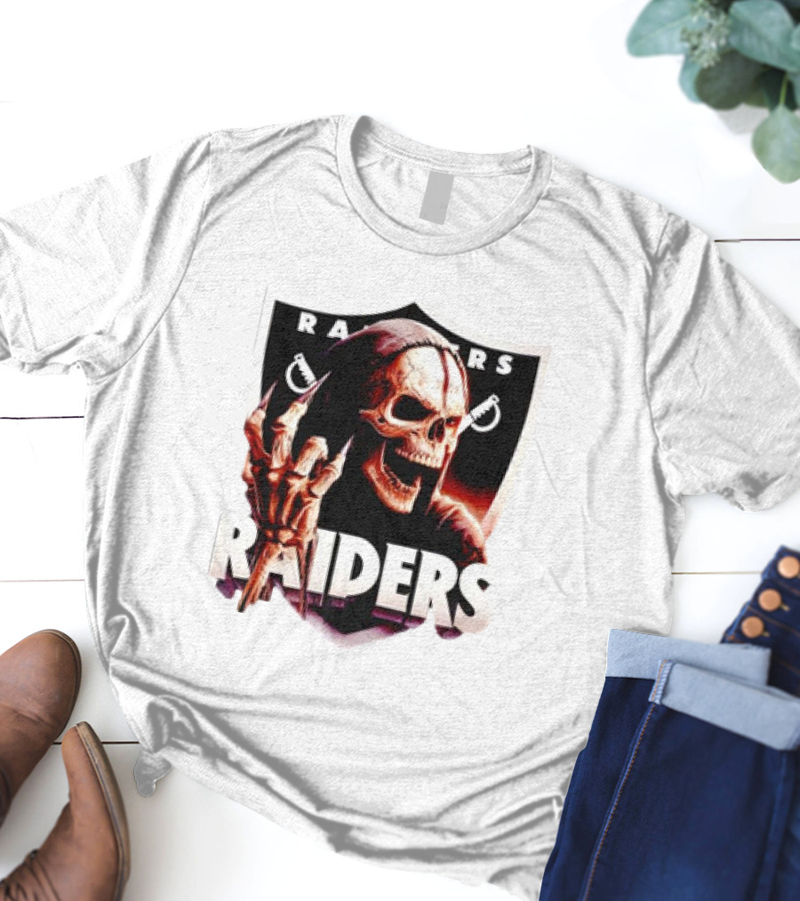 Skeleton Raiders Shield With Crossed Swords T-Shirt