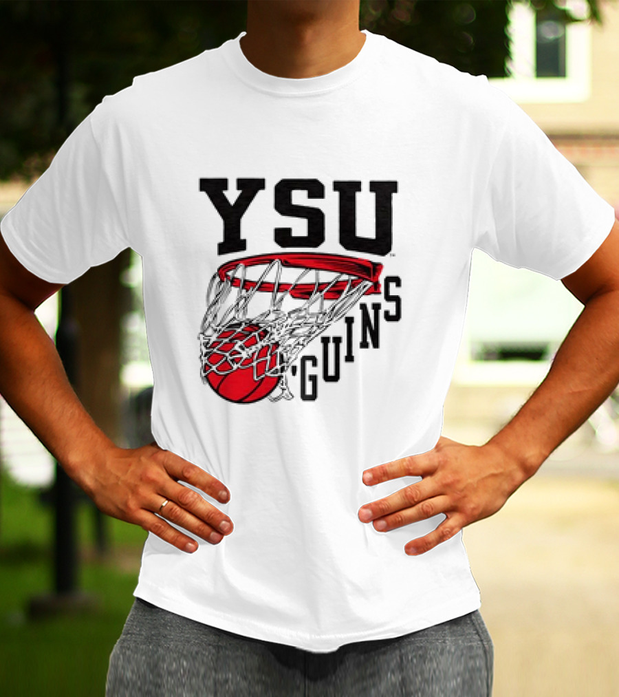 YSU Guins Basketball Hoop Retro T-Shirt