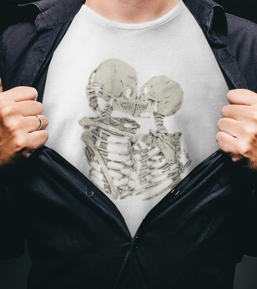 Skeletons Kissing Embrace T-Shirt