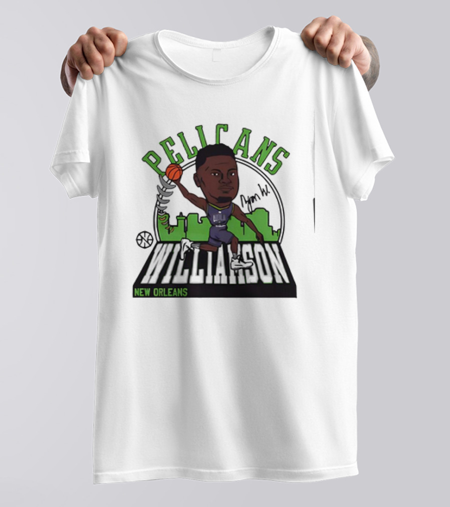 Pelicans New Orleans Zion Williamson Signature Caricature T-Shirt