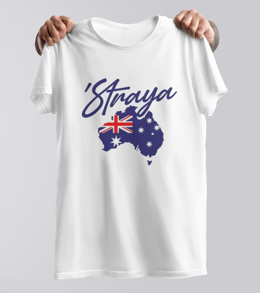 Straya Aussie Map With Australian Flag And Stars T-Shirt
