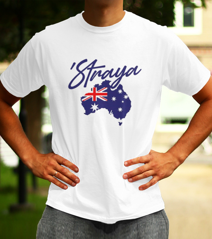 Straya Aussie Map With Australian Flag And Stars T-Shirt