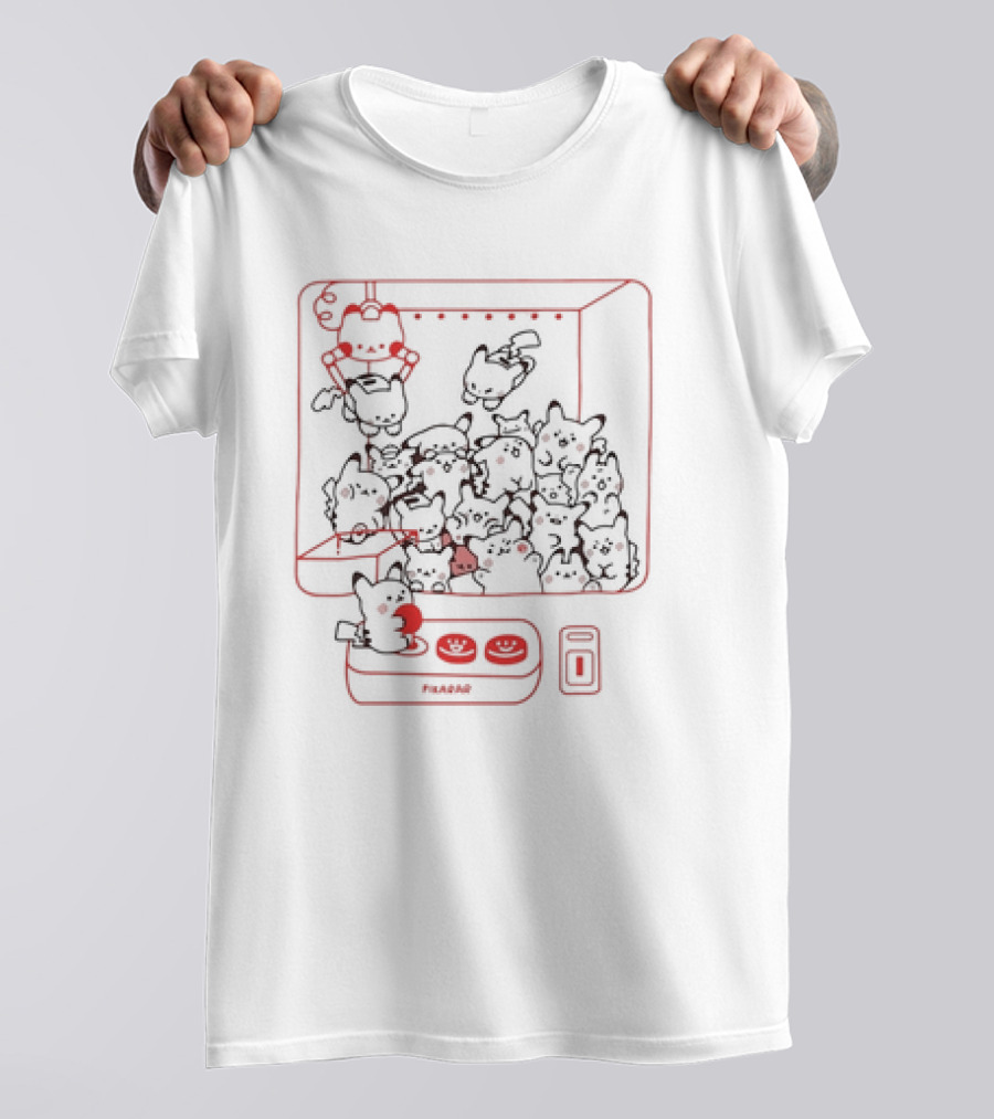 Pikarar Yellow Crane Claw Machine Cute Characters T-Shirt