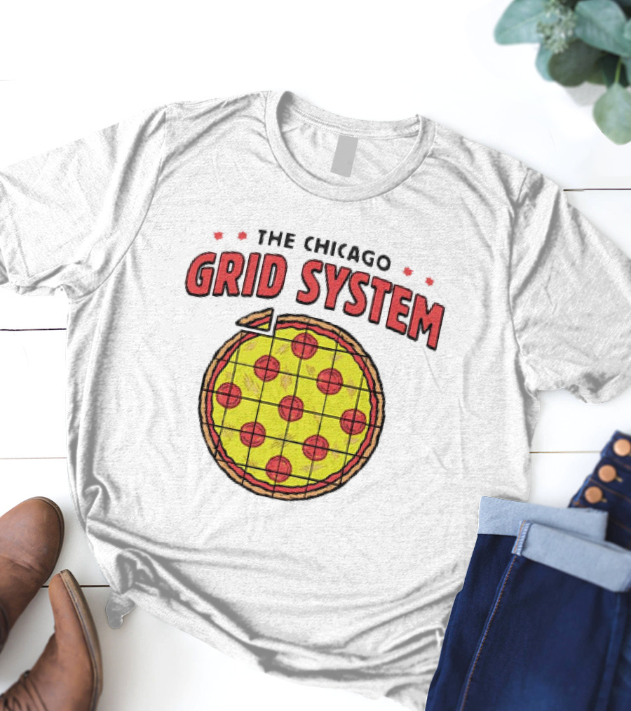The Chicago Grid System Pizza Slice T-Shirt