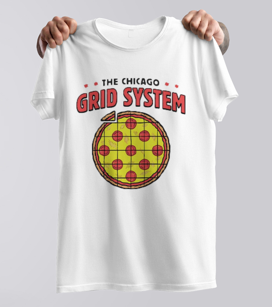 The Chicago Grid System Pizza Slice T-Shirt