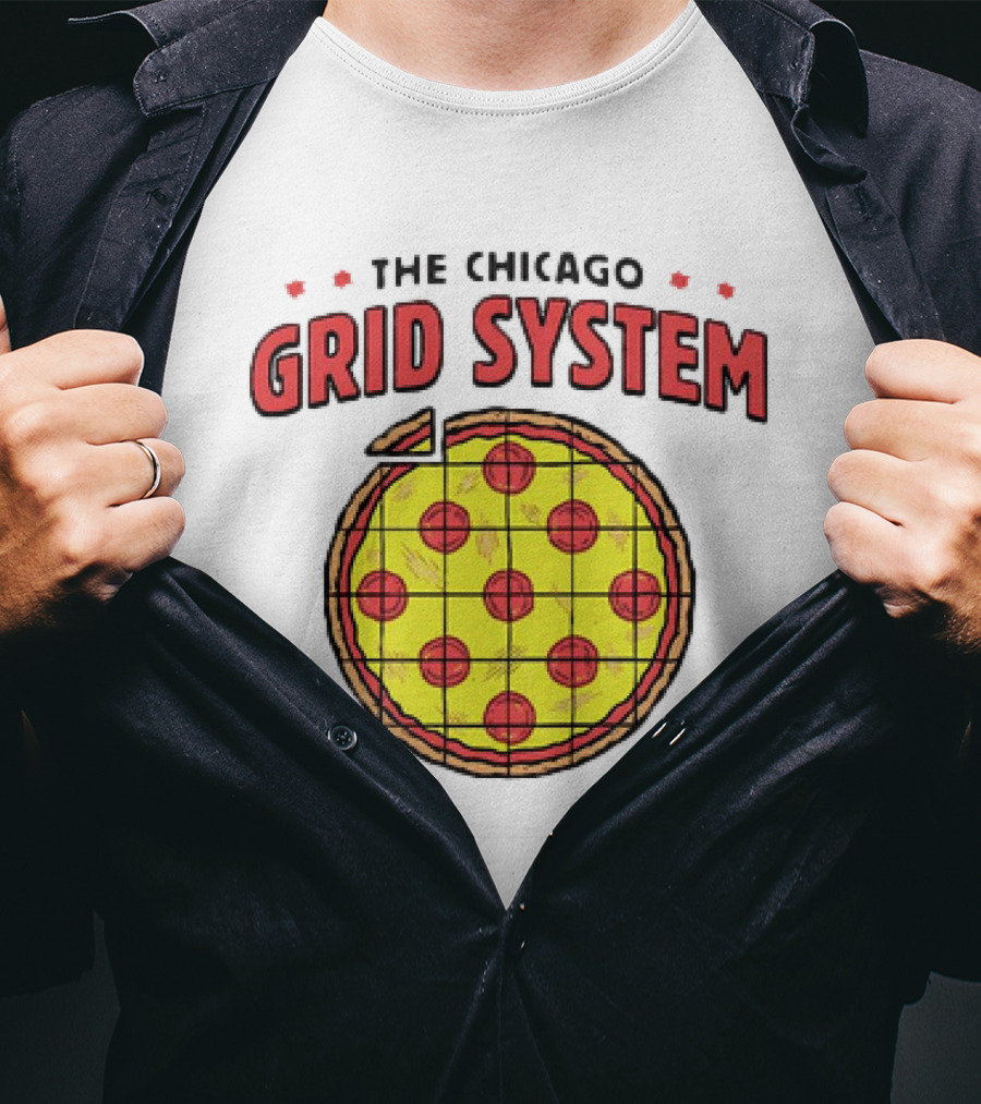 The Chicago Grid System Pizza Slice T-Shirt