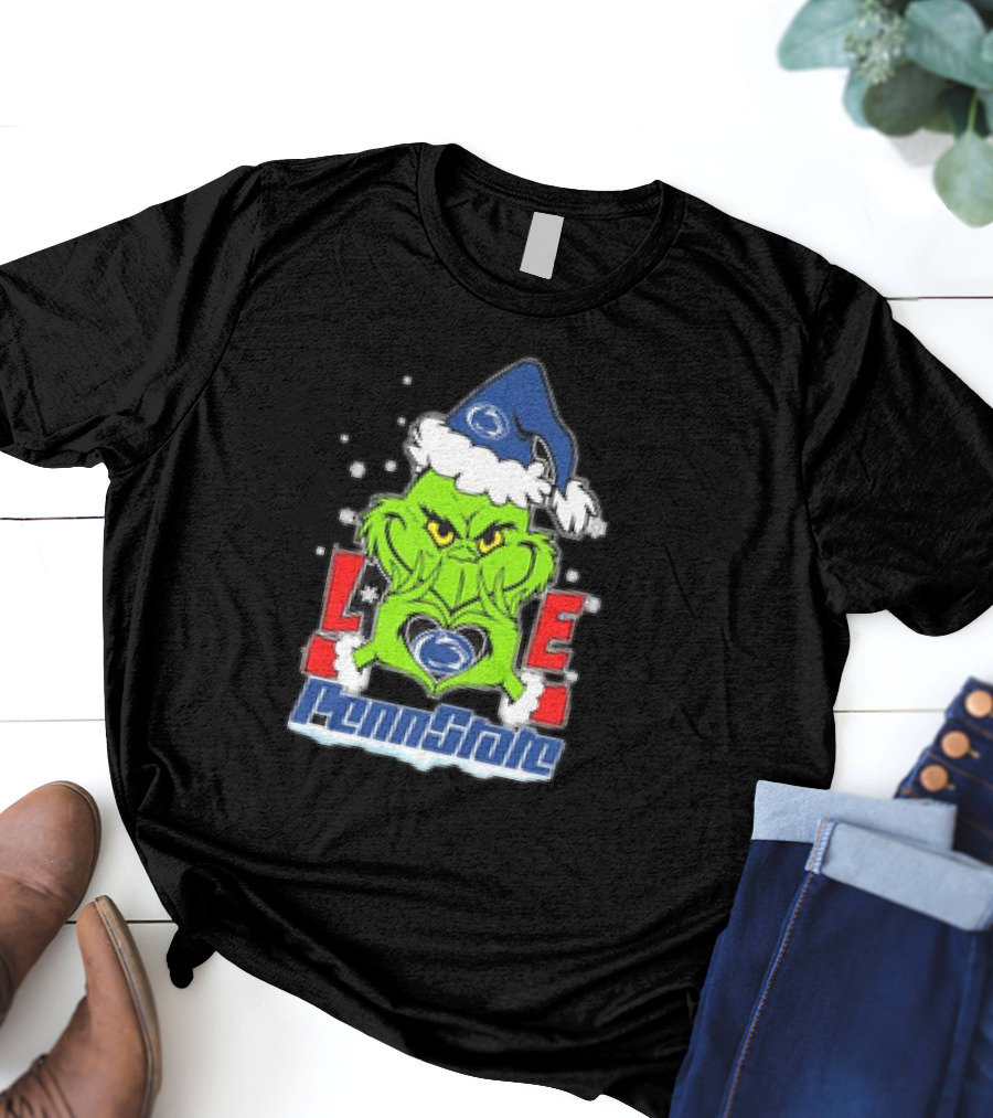 Grinch Hand Love Penn State Christmas Nittany Lions T-Shirt