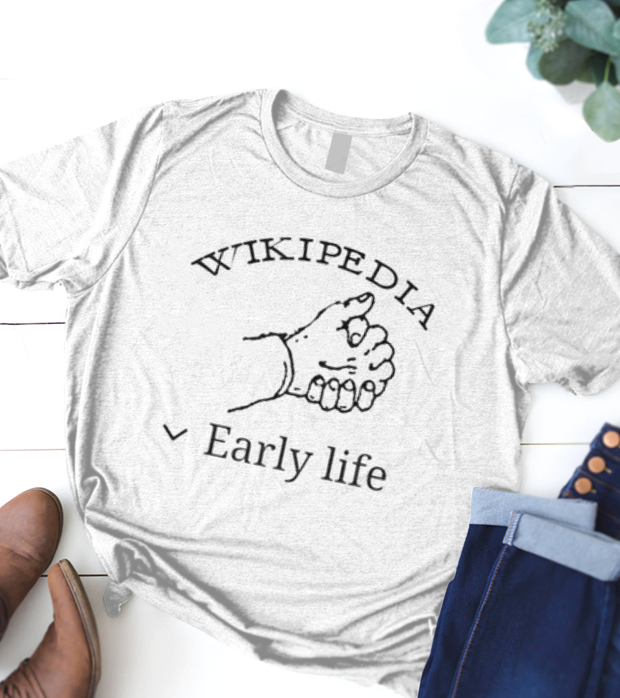 Wikipedia Early Life Open Hand Sign T-Shirt