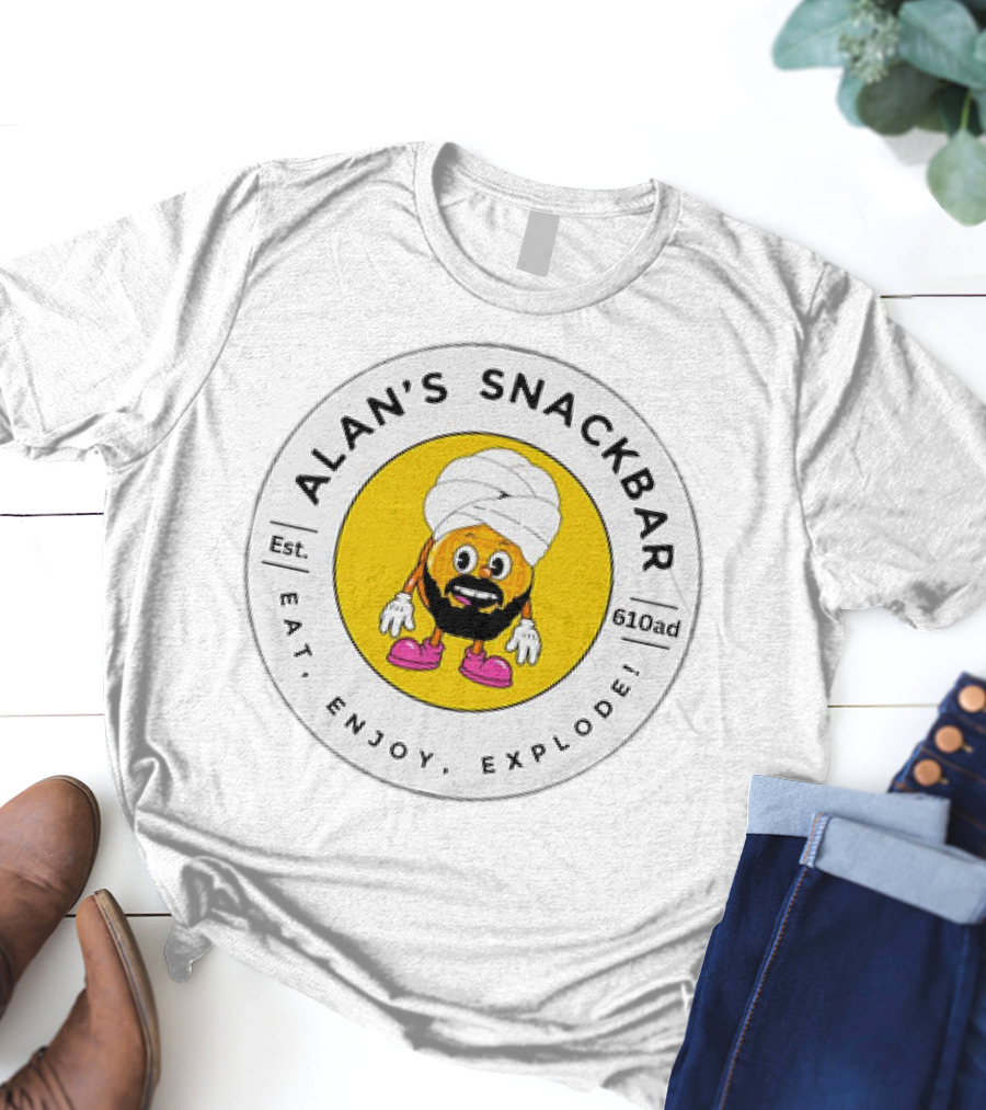 ALAN'S SNACKBAR EST. 610AD EAT, ENJOY, EXPLODE T-Shirt