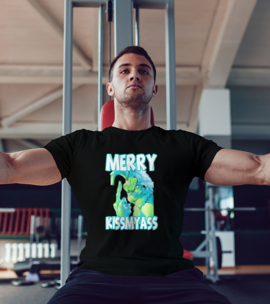 Merry Kiss My Ass Grinch Middle Finger T-Shirt