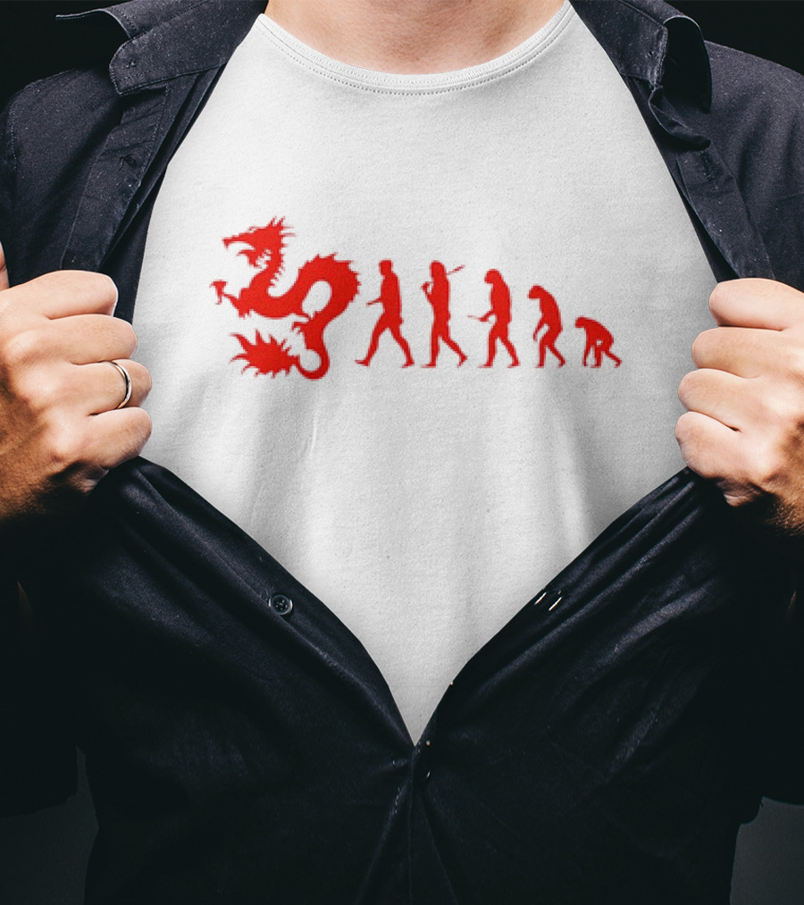 Dean Blunt Evolution With Red Dragon And Human Figures Progression T-Shirt