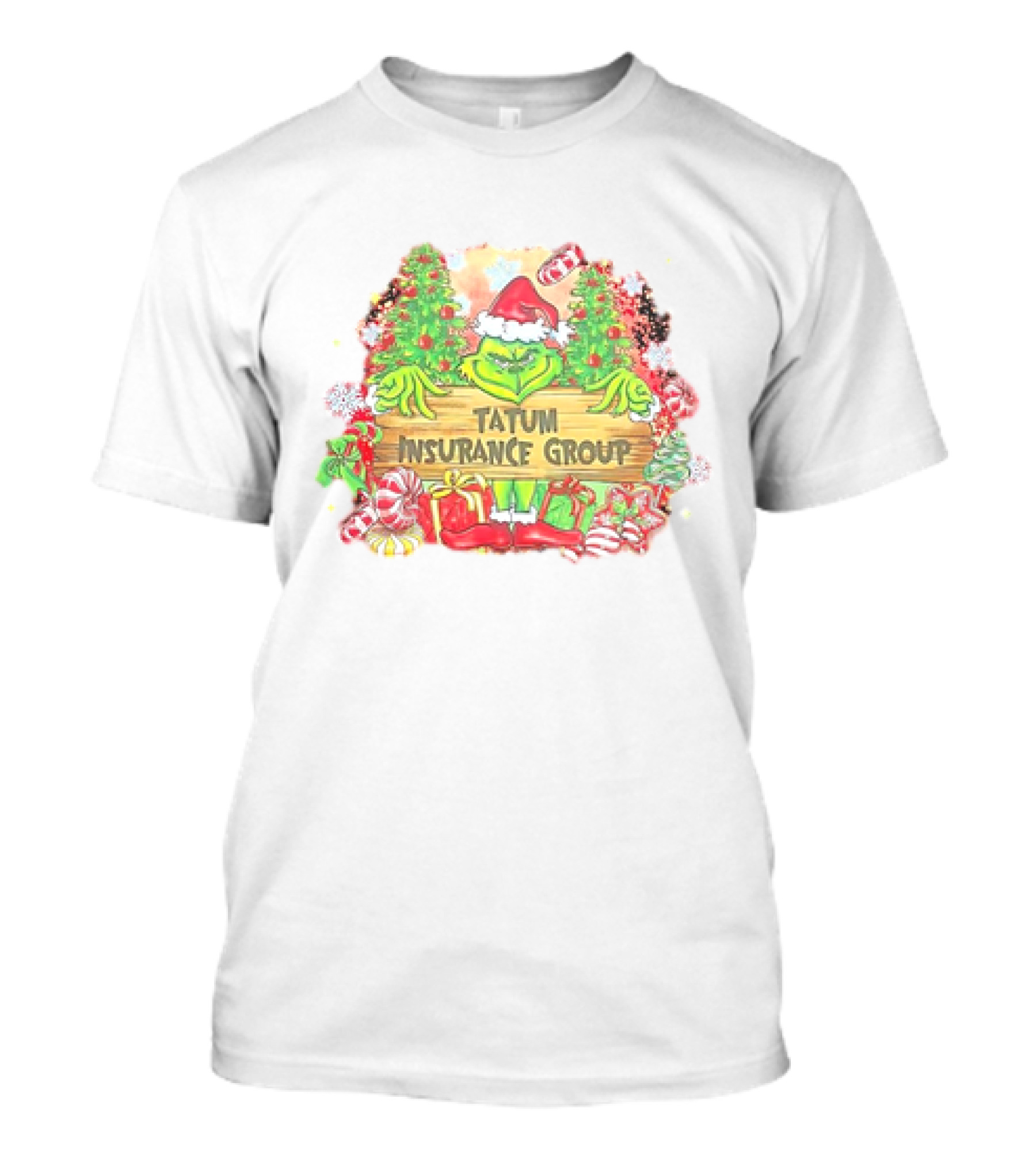 Grinch Tatum Insurance Group Christmas Candy Cane Trees T-Shirt
