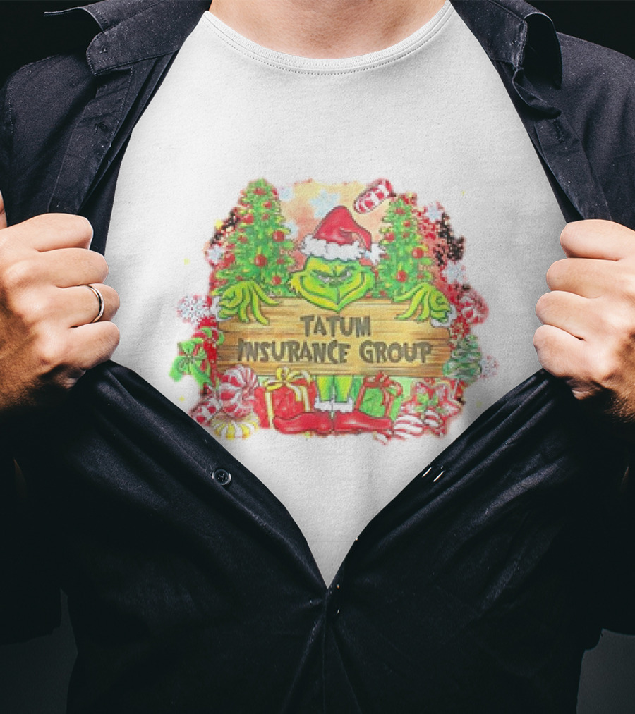 Grinch Tatum Insurance Group Christmas Candy Cane Trees T-Shirt