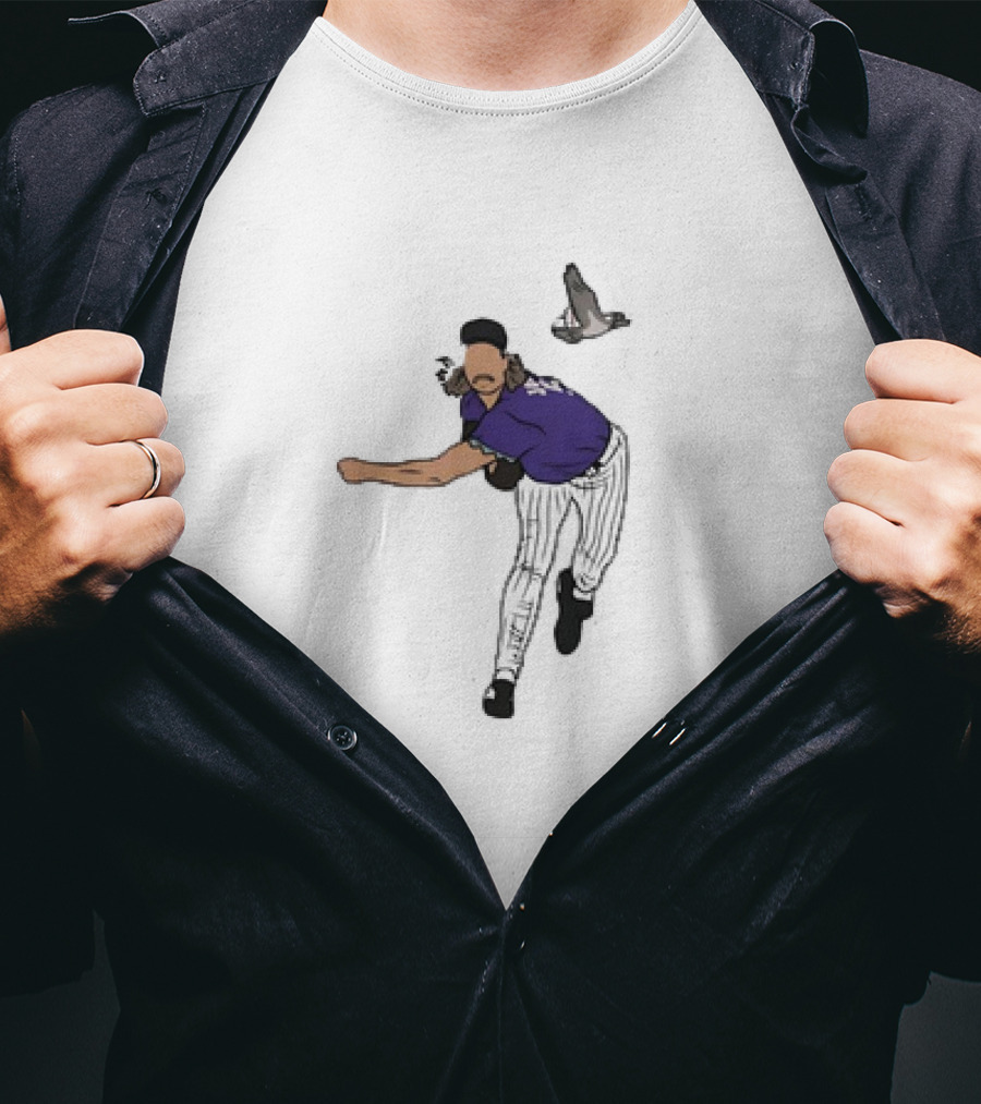 Randy Johnson Bird Collision Moment Baseball T-Shirt