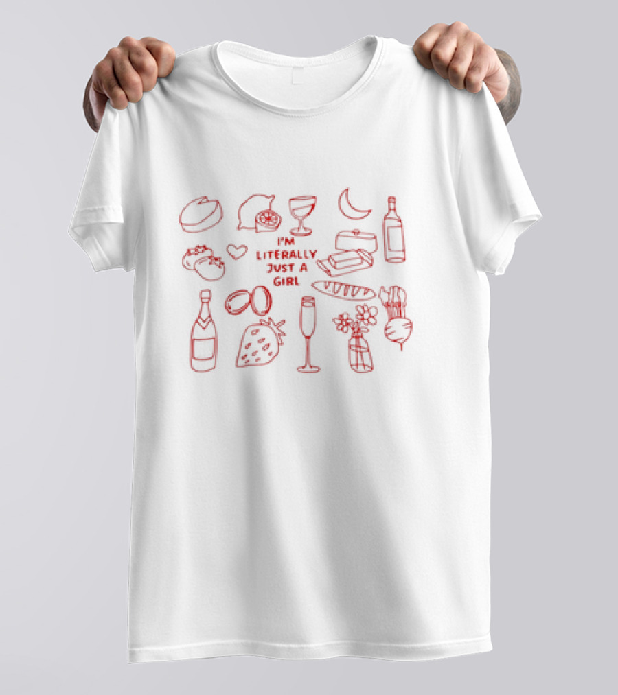 I'm Literally Just A Girl With Wine, Cheese, And Strawberries T-Shirt