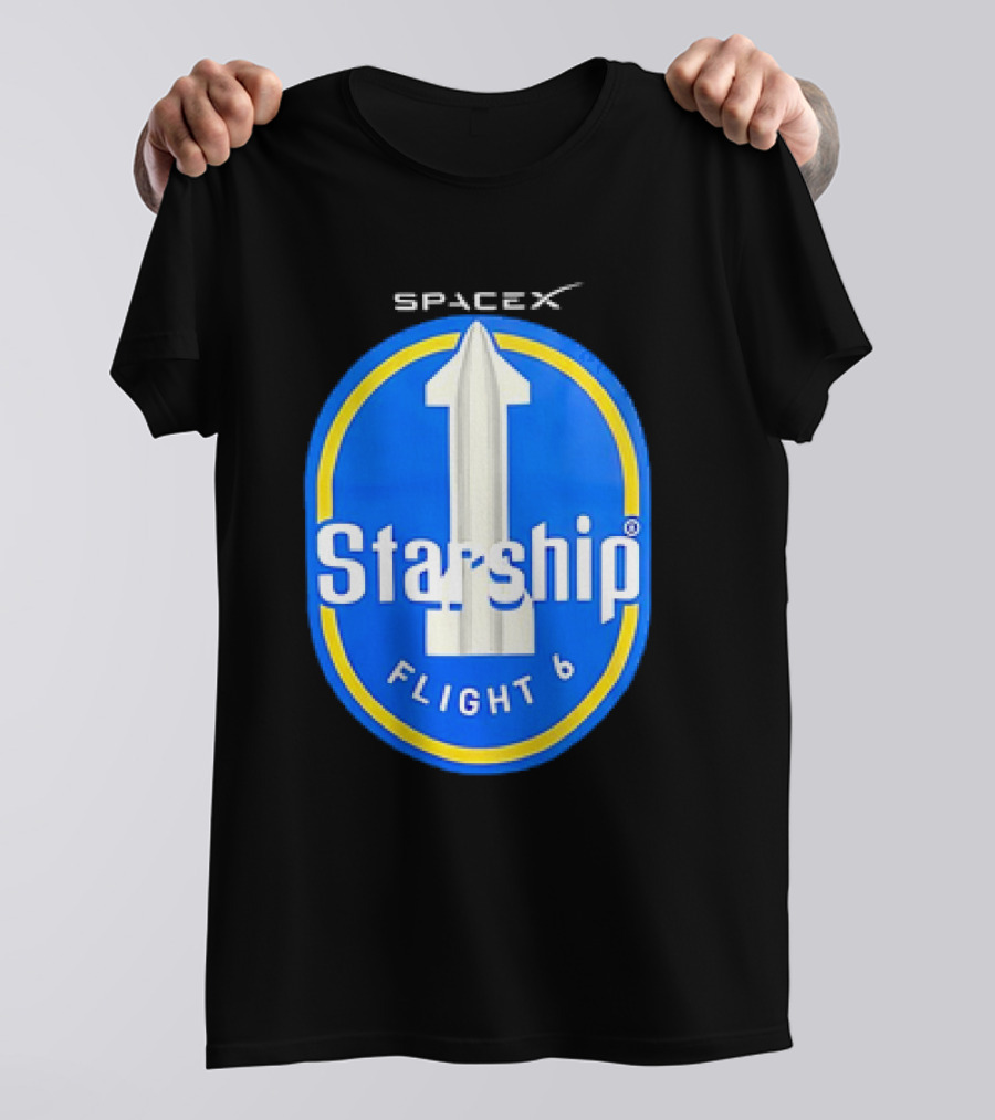 SpaceX Starship Flight 6 Emblem With Rocket T-Shirt