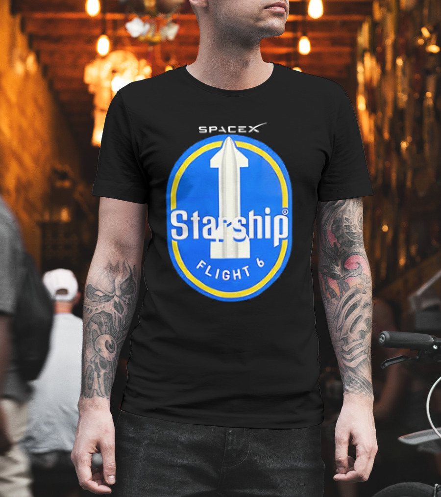SpaceX Starship Flight 6 Emblem With Rocket T-Shirt