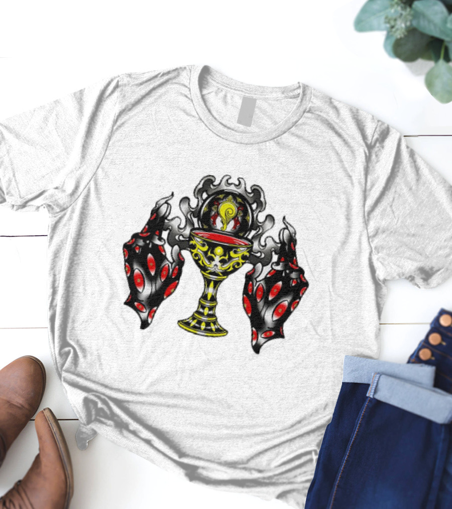 Chalice Hands Classic Red And Black Flame T-Shirt