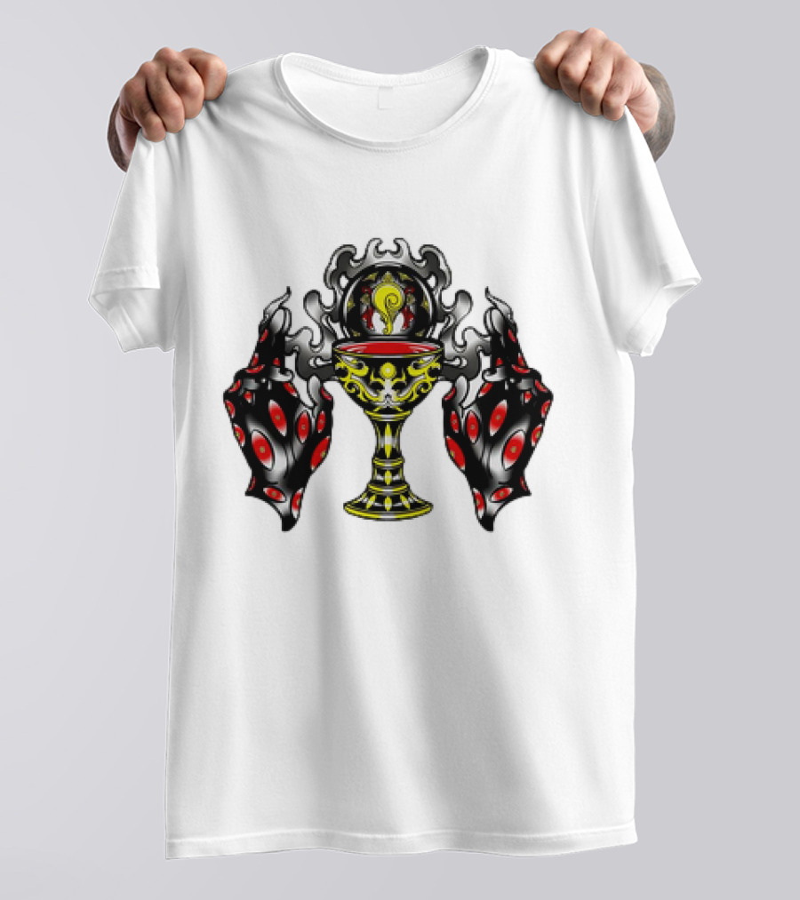 Chalice Hands Classic Red And Black Flame T-Shirt