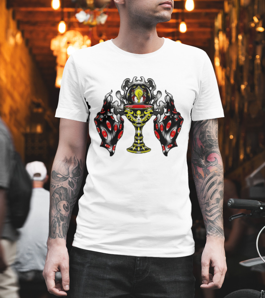 Chalice Hands Classic Red And Black Flame T-Shirt