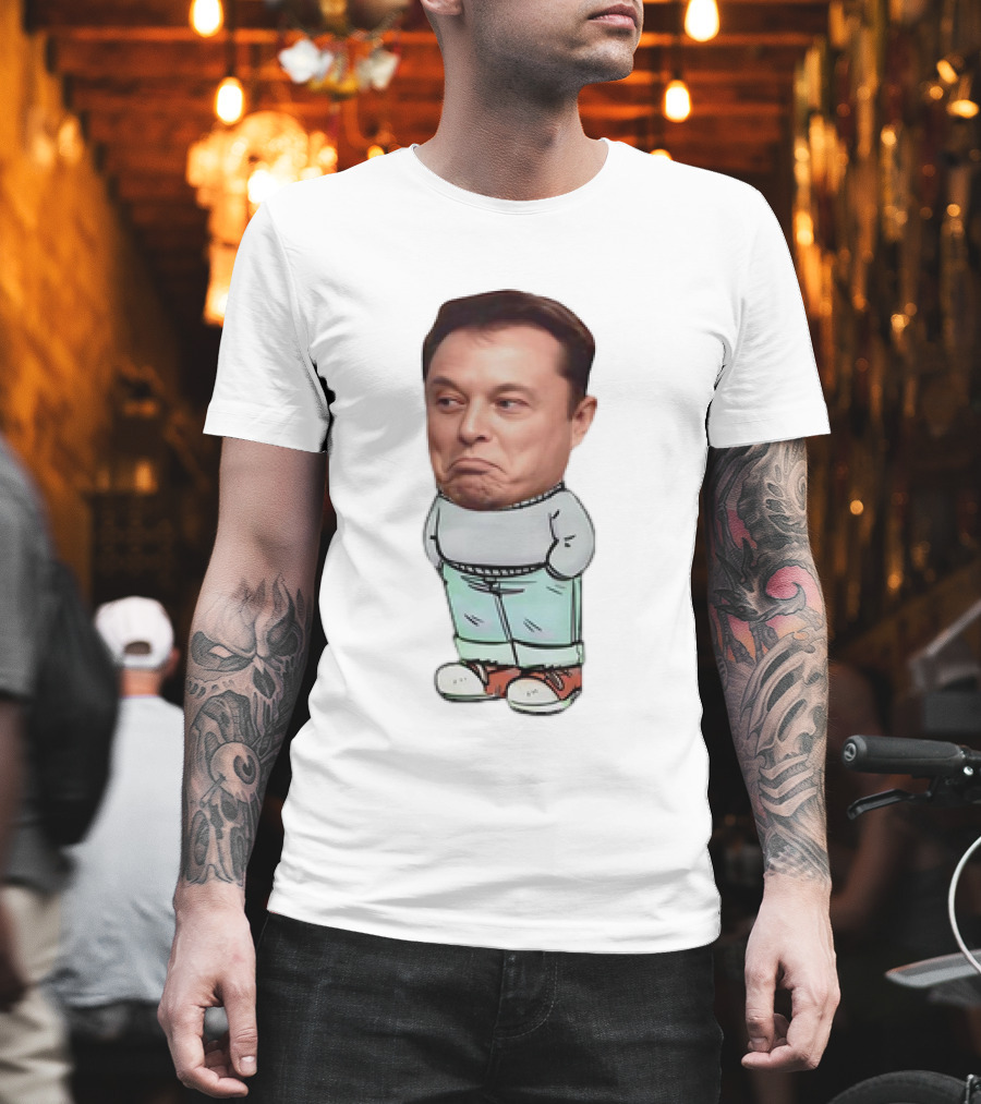 Elon Musk Cartoon Character Chill Guy With Dog Attire T-Shirt