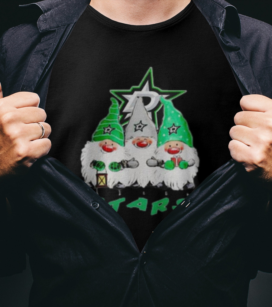 Dallas Stars Christmas Gnomes Festive NHL T-Shirt