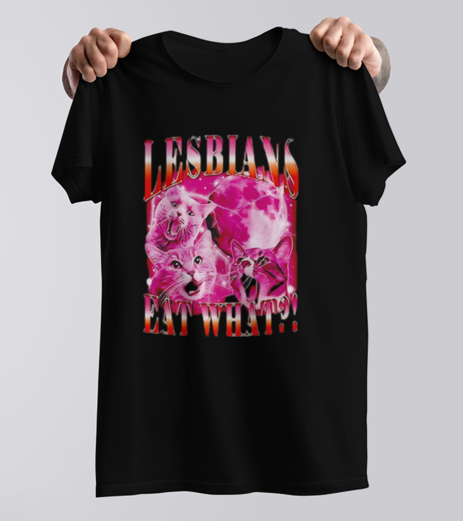 LESBIANS EAT WHAT CAT MOON TRIO VIBRANT PINK T-Shirt