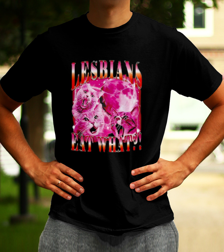 LESBIANS EAT WHAT CAT MOON TRIO VIBRANT PINK T-Shirt