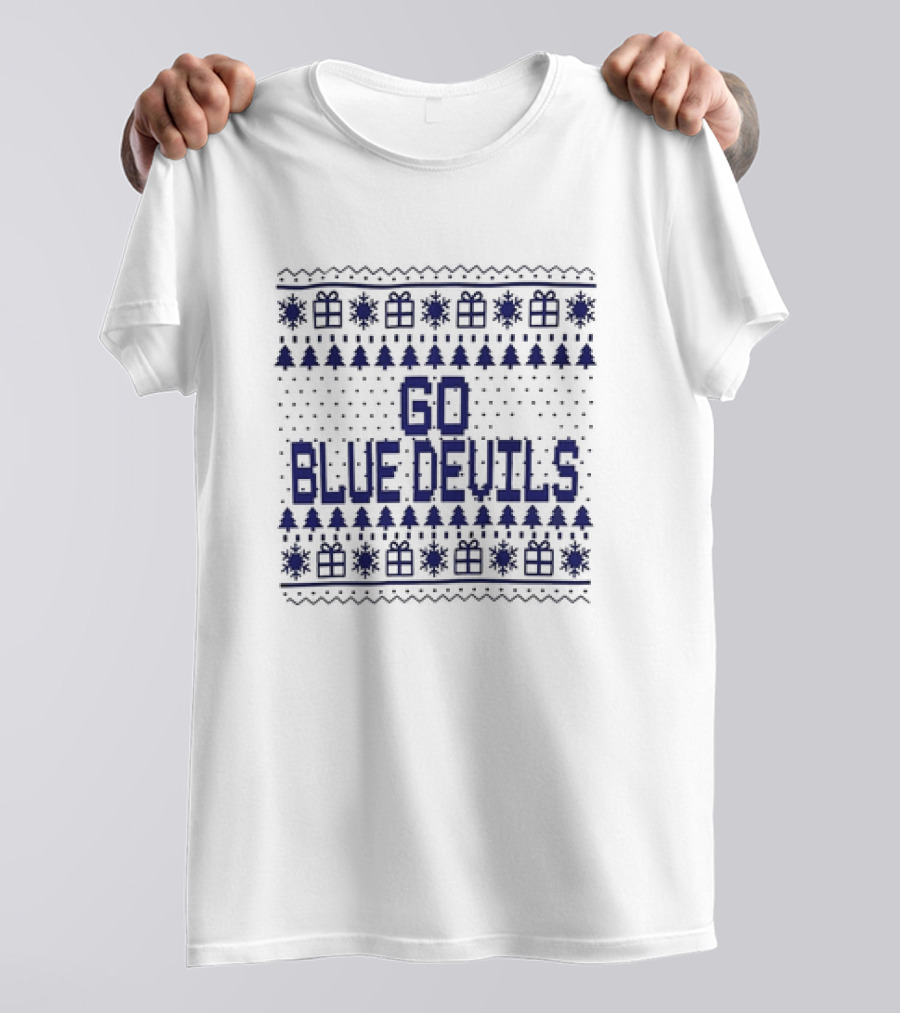 Go Blue Devils Christmas Trees And Snowflakes T-Shirt