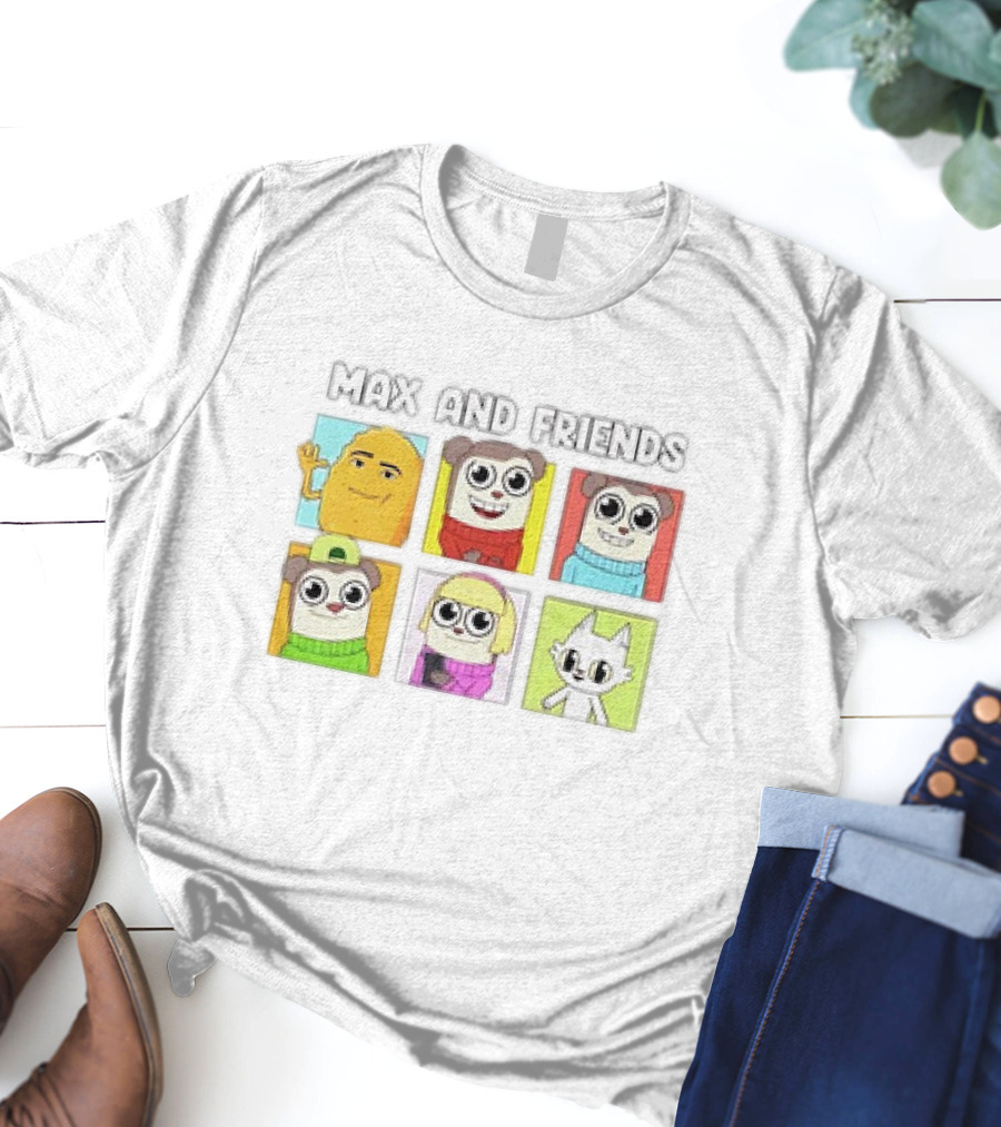 MAX AND FRIENDS YELLOW BLUE RED GREEN PURPLE CHARACTERS T-Shirt