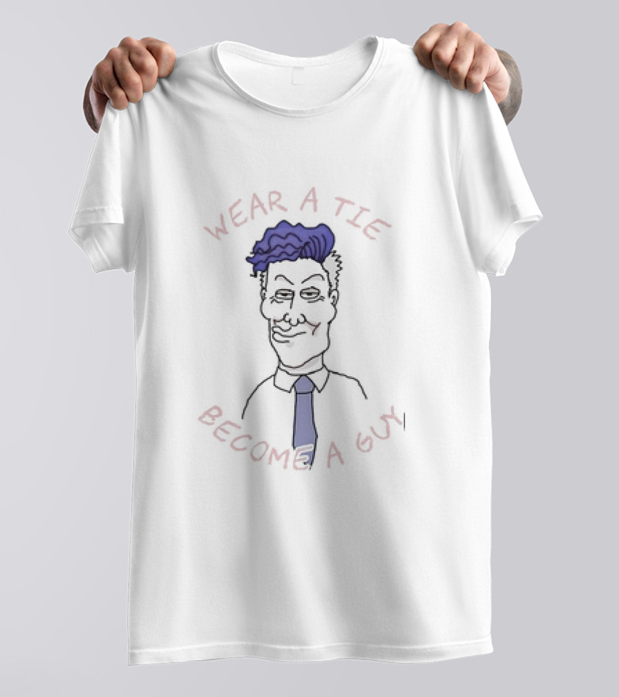 Wear A Tie Become A Guy Cartoon Character With Blue Hair And Necktie T-Shirt