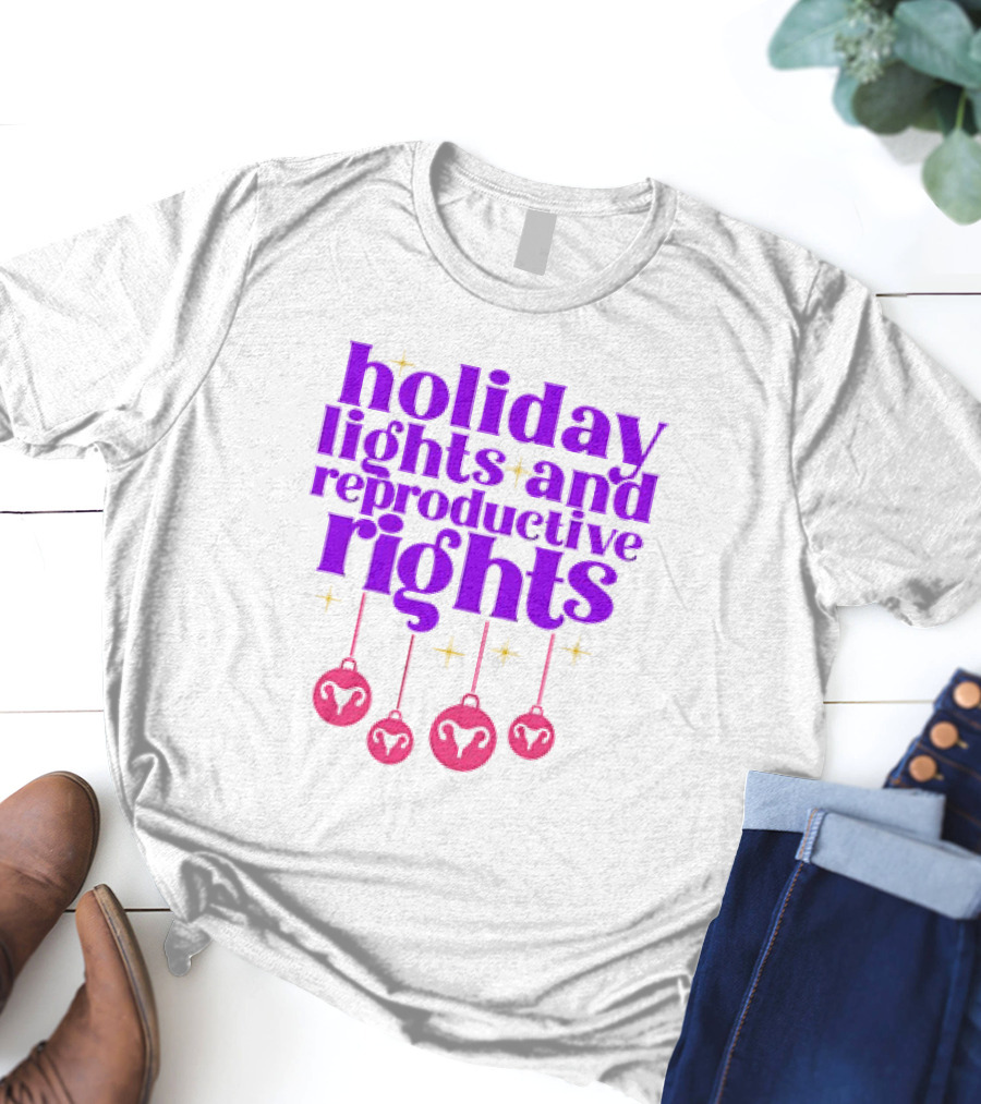 Holiday Lights And Reproductive Rights Ornaments With Symbols T-Shirt