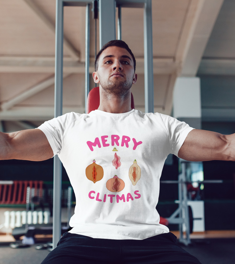 Merry Clitmas Christmas Vagina Ornaments With Santa Hat Decor T-Shirt