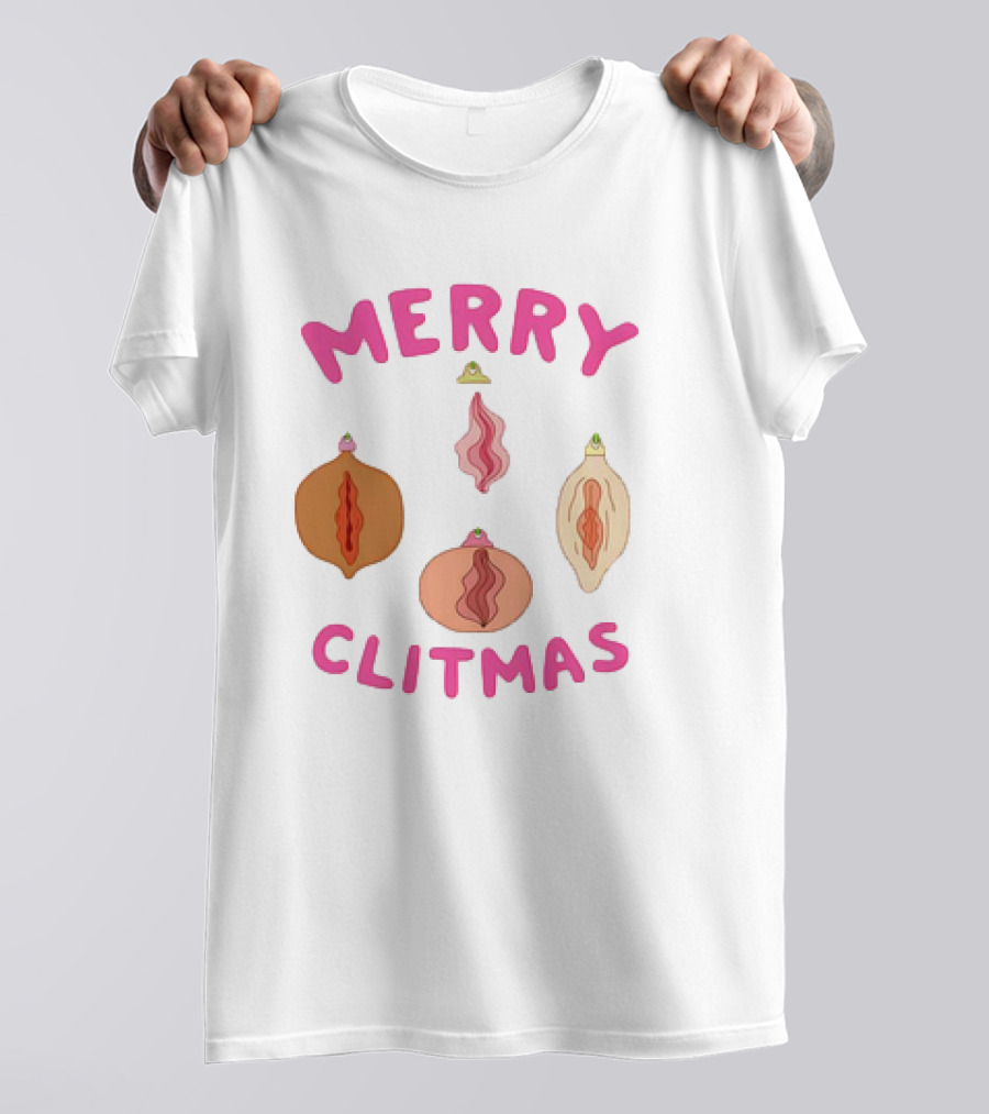 Merry Clitmas Christmas Vagina Ornaments With Santa Hat Decor T-Shirt