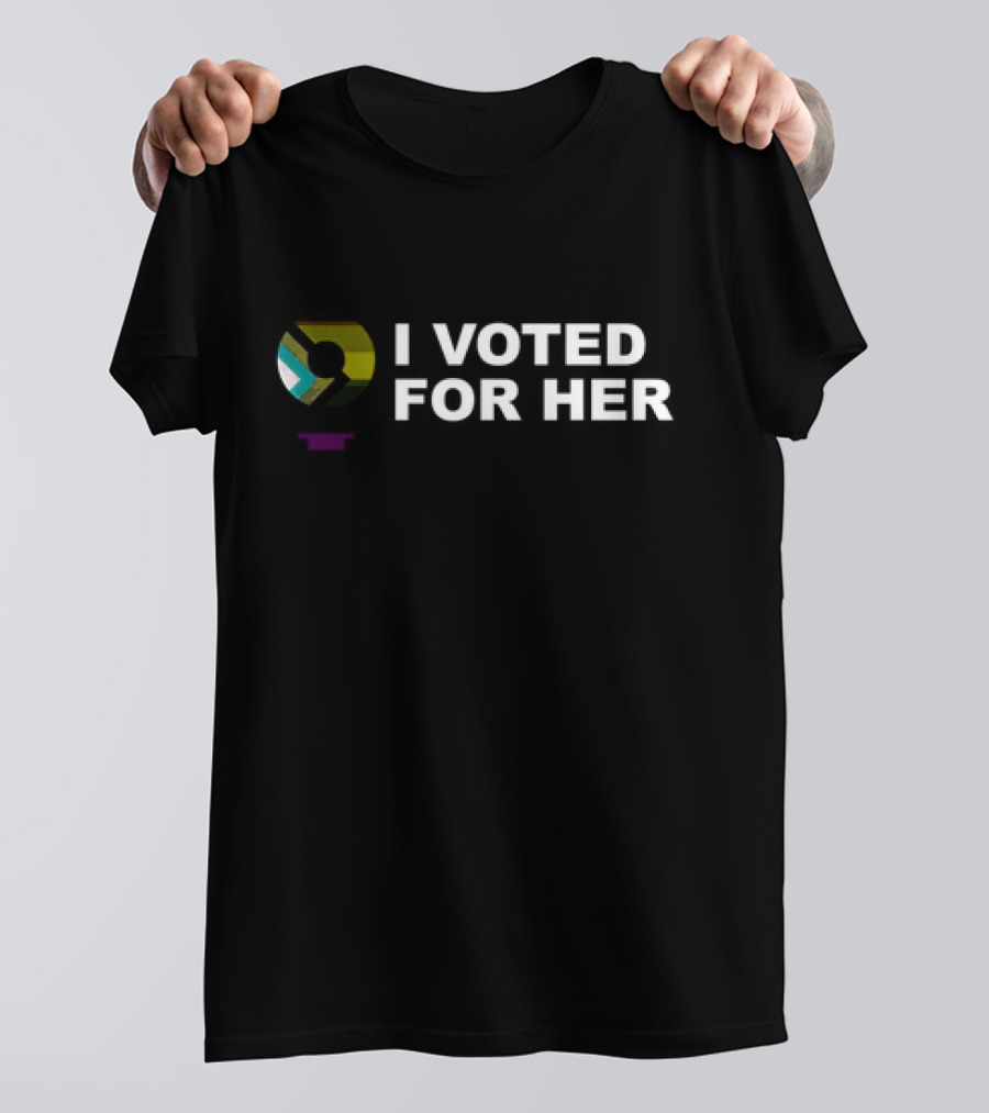 I Voted For Her White Text With Geometric T-Shirt