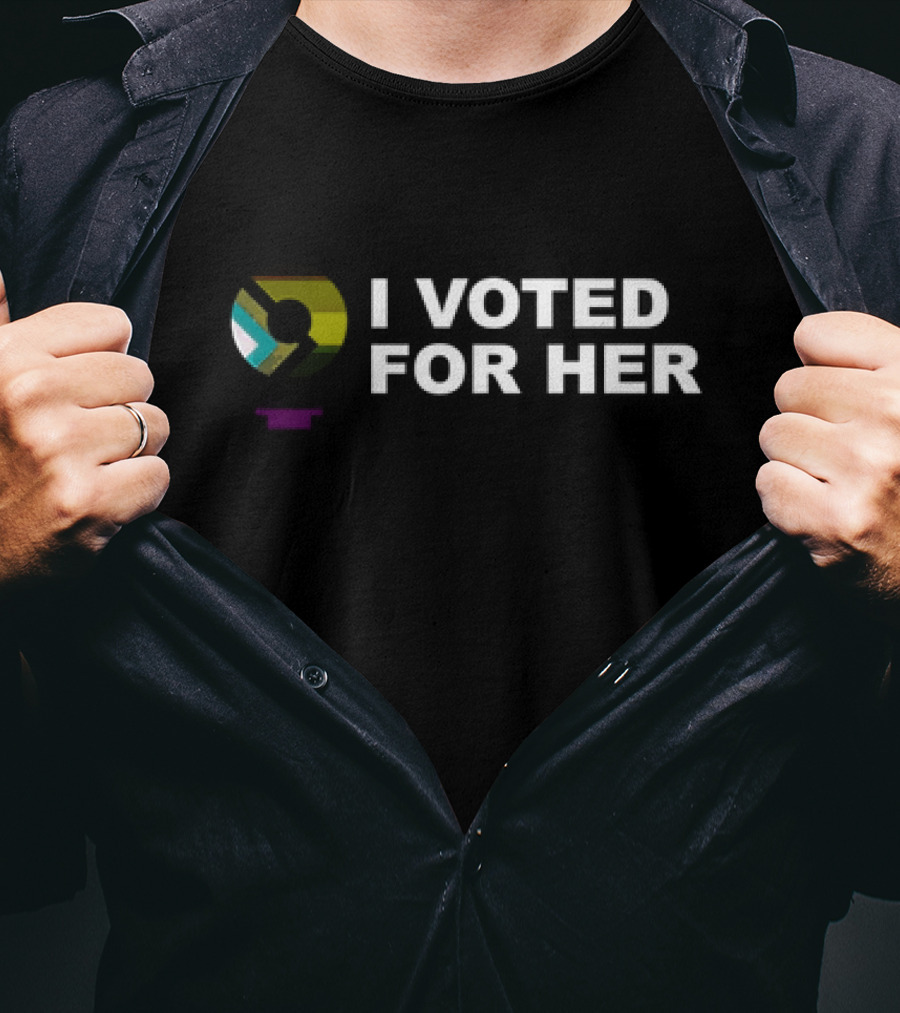 I Voted For Her White Text With Geometric T-Shirt
