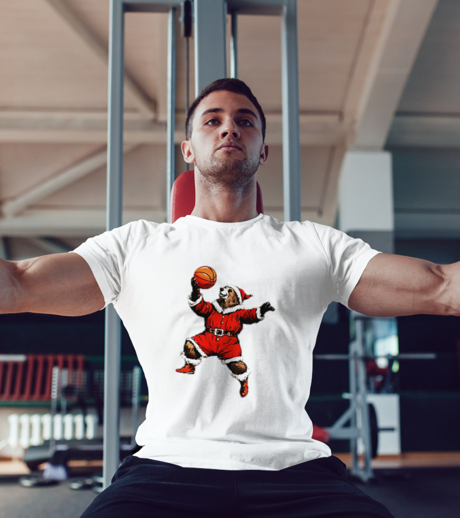 Santa Bear Basketball Holiday T-Shirt