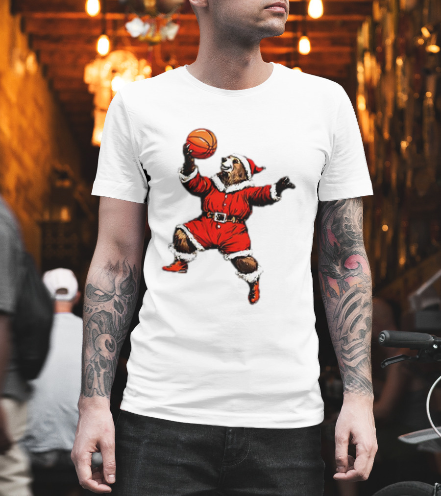 Santa Bear Basketball Holiday T-Shirt