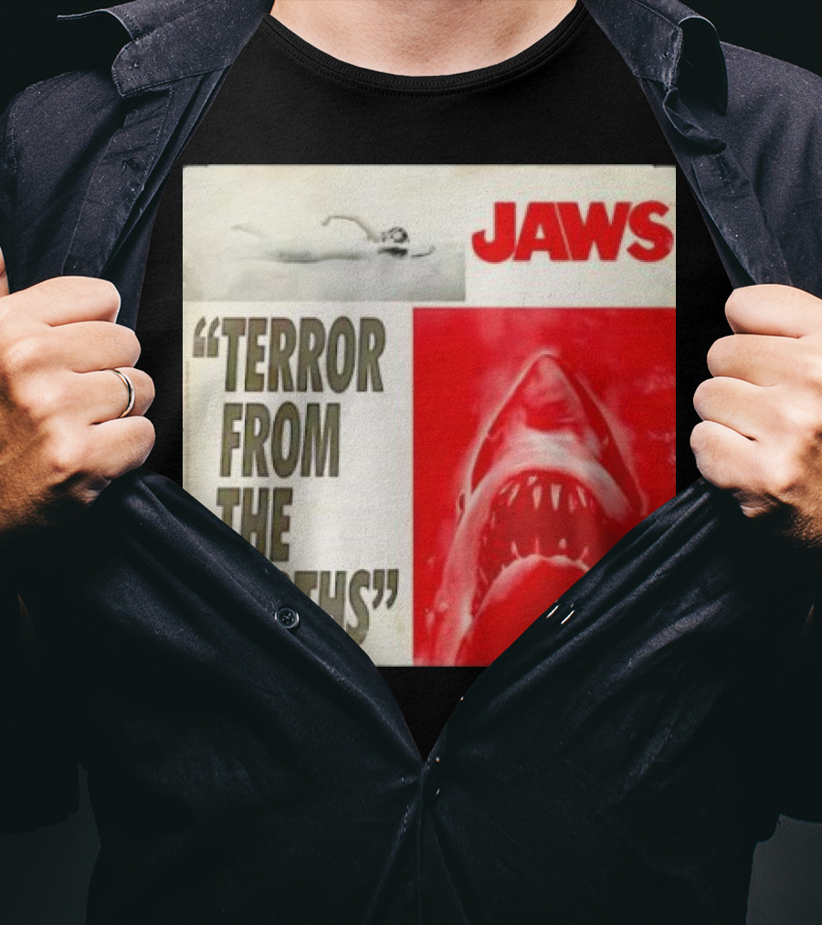 Jaws Terror From The Depths Retro Classic Movie Iconic Shark Attack Scene T-Shirt
